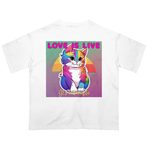 An LGBTQ cat Oversized T-Shirt