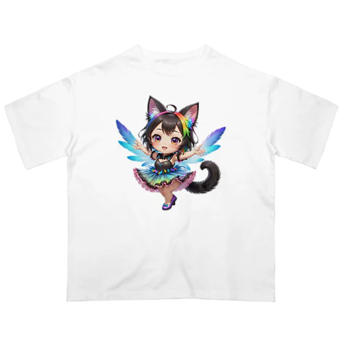 妖精のハロウィンフェス（黒猫2） オーバーサイズTシャツ