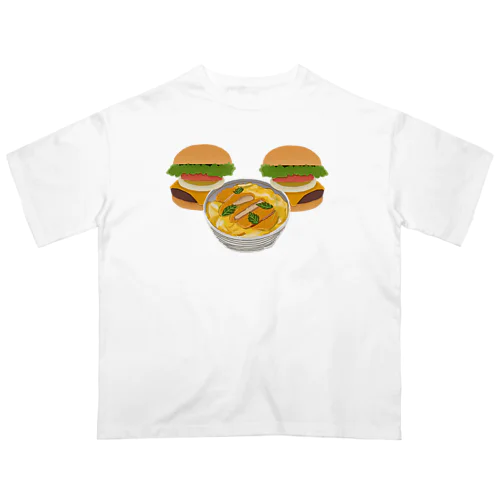 かつ丼とハンバーガー２個 オーバーサイズTシャツ