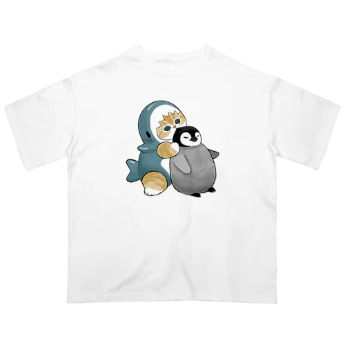 サメにゃんペンギン吸い オーバーサイズTシャツ