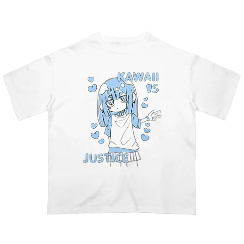 KAWAII女の子（空色） Oversized T-Shirt