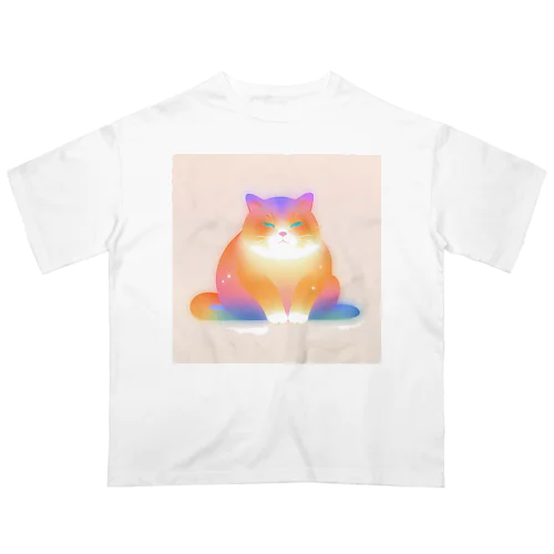 グラデーション猫 Oversized T-Shirt