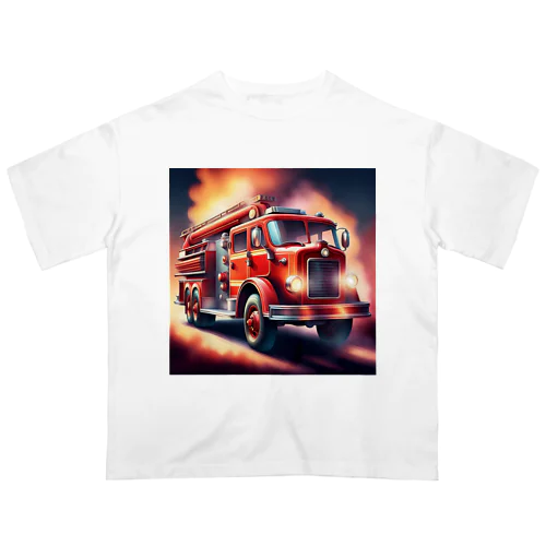 レトロタンク消防車　 オーバーサイズTシャツ