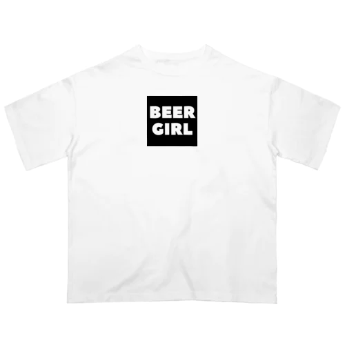 ビールガール(黒) オーバーサイズTシャツ