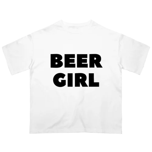 ビールガール_黒字(透過) Oversized T-Shirt