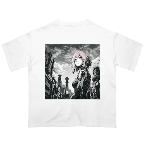 Cyberpunk_002 Osaka girl Oversized T-Shirt