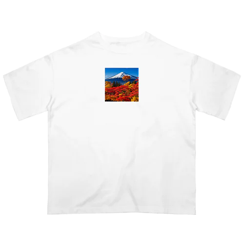 秋晴れの空/富士山/色鮮やかな紅葉 Oversized T-Shirt