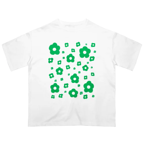 花（グリーン） オーバーサイズTシャツ