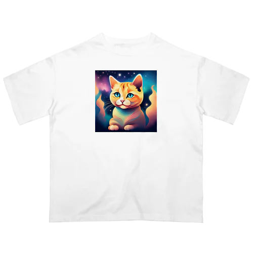 夜空を見つめる猫 Oversized T-Shirt