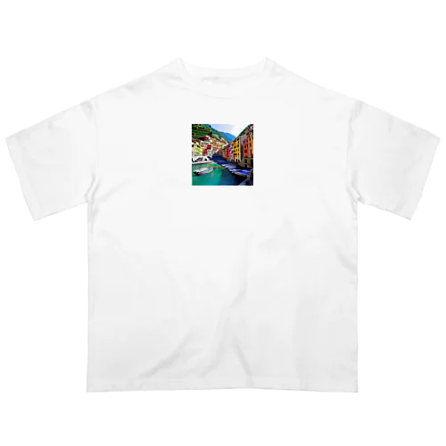 絵画のようなチンクエテッレの風景 オーバーサイズTシャツ