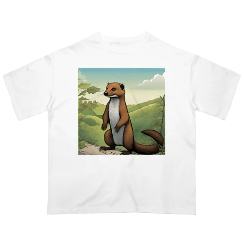 動物シリーズ18：イタチ オーバーサイズTシャツ
