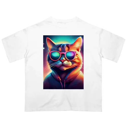 サングラスをしている猫 オーバーサイズTシャツ