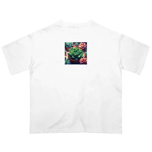 多肉植物のある暮らし オーバーサイズTシャツ