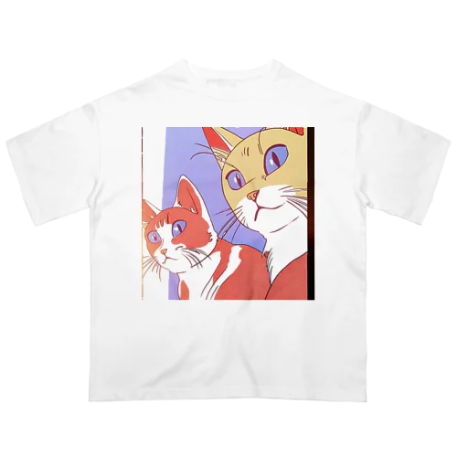 夕映え双猫 オーバーサイズTシャツ