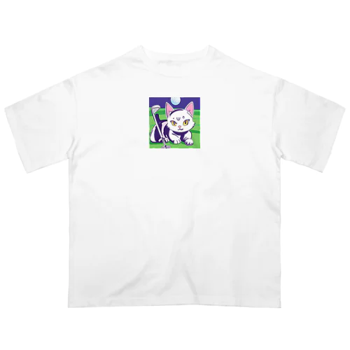 猫 可愛い ゴルフ オーバーサイズTシャツ