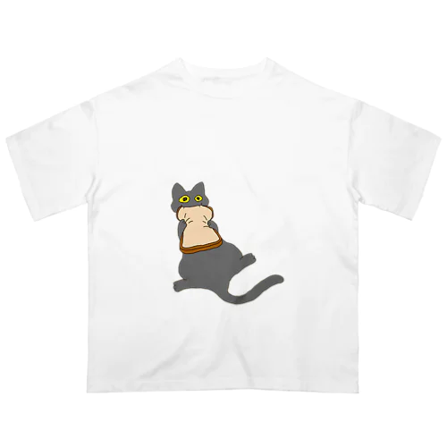 食パンをかじる猫 オーバーサイズTシャツ