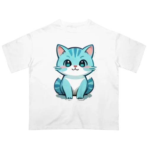 癒しのブルー猫グッズで、毎日を彩ろう オーバーサイズTシャツ