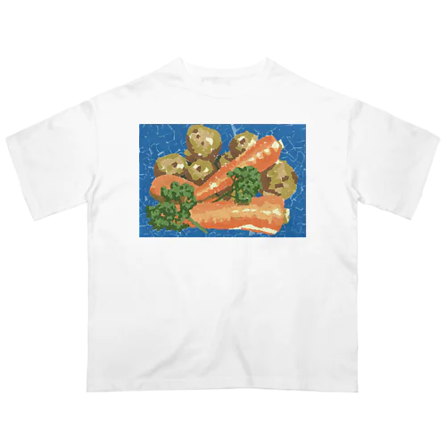 野菜(にんじん/パセリ/じゃがいも)(ちぎり絵/貼り絵) Oversized T-Shirt