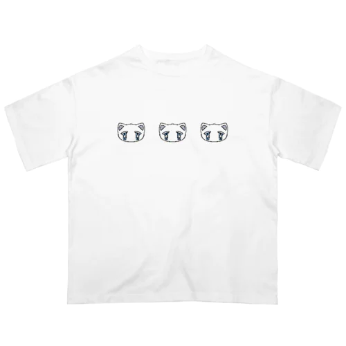 ドット白にゃんこ Oversized T-Shirt