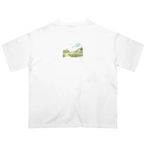 畑のカラーイラスト オーバーサイズTシャツ