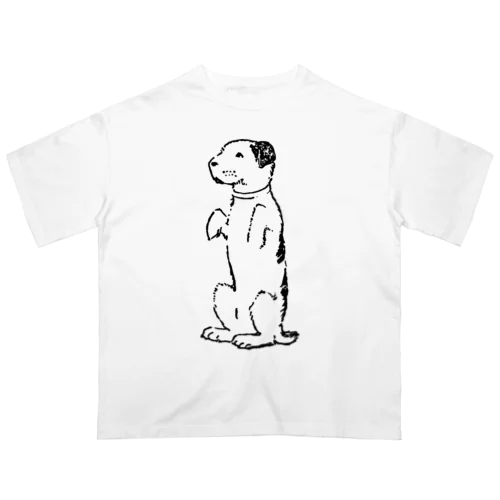 たちあがる犬・白黒 オーバーサイズTシャツ