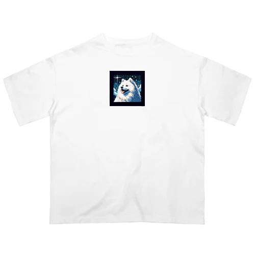 白い犬のドット絵 Oversized T-Shirt