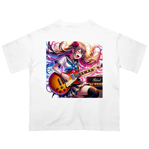 ギタリスト女子　アニメ オーバーサイズTシャツ