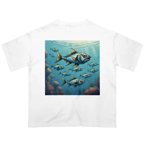 海中の魚群 オーバーサイズTシャツ