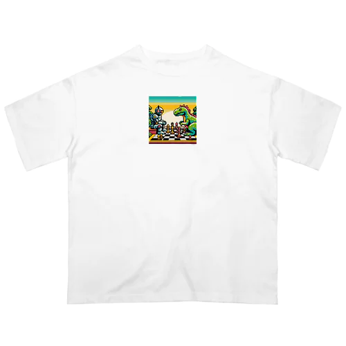 ドットロボットと恐竜のチェスゲームA Oversized T-Shirt