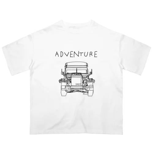 オフロードカー（4WD)黒プリント オーバーサイズTシャツ