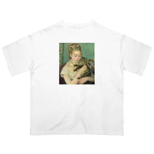 ルノワール「猫を抱く女性」　ピエール＝オーギュスト・ルノワールの絵画【名画】 オーバーサイズTシャツ