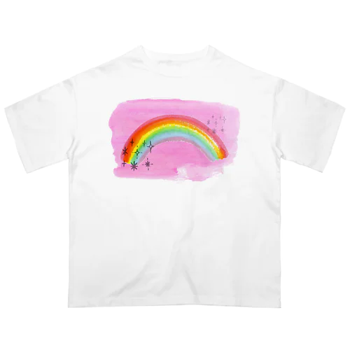 ピンク空と虹🌈 オーバーサイズTシャツ