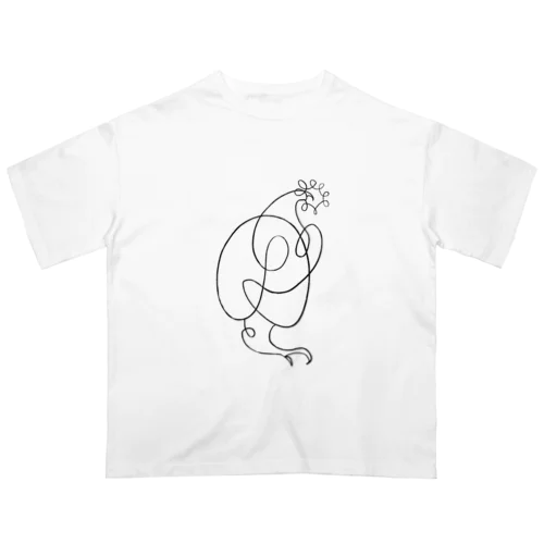 一筆bird_1 オーバーサイズTシャツ