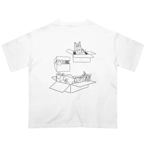 箱の中の猫達 オーバーサイズTシャツ