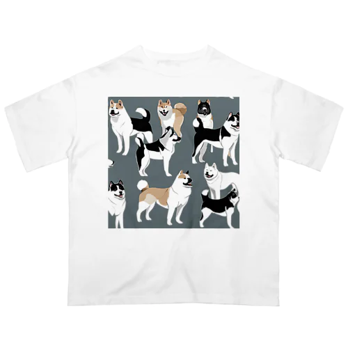 秋田犬２ オーバーサイズTシャツ