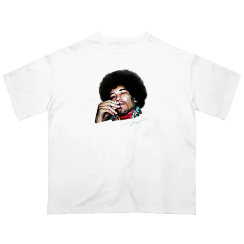 ジミヘン ジミヘンドリックス Jimi Hendrix イラスト 絵 ロック ギター ギターリスト ブルース オーバーサイズTシャツ