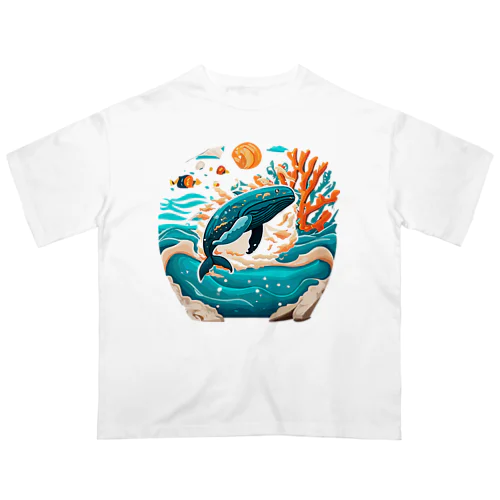 ダイナミックに飛ぶクジラちゃん オーバーサイズTシャツ