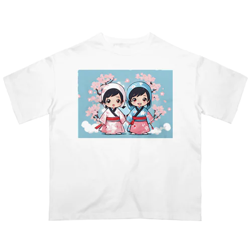 愛くるしい表情のキュートな子供忍者イラスト入り！ オーバーサイズTシャツ