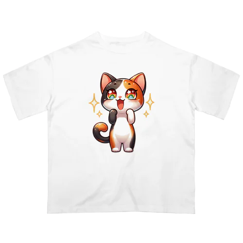 魅了される三毛猫 オーバーサイズTシャツ