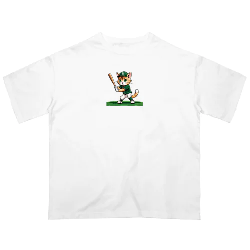 野球猫(緑) Oversized T-Shirt