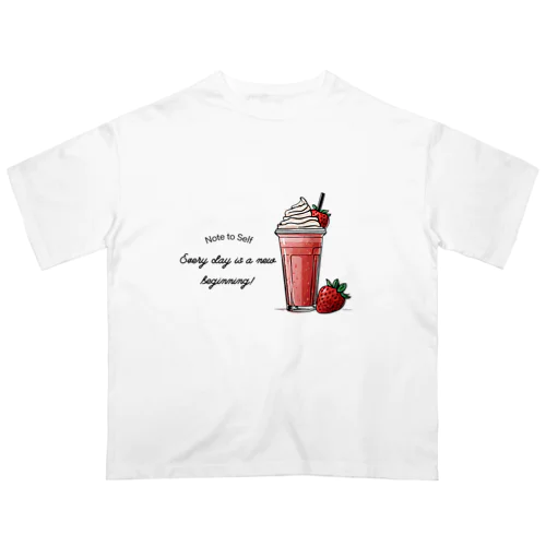 ストロベリーフラペチーノとメッセージ オーバーサイズTシャツ