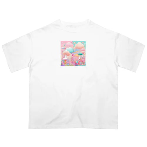 キノコのアート オーバーサイズTシャツ