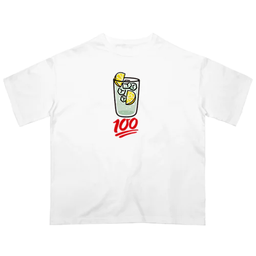 レモンサワー100点 大きいロゴ オーバーサイズTシャツ