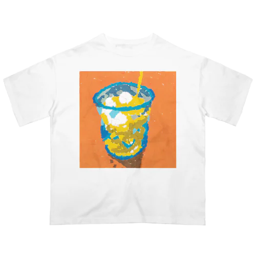 オレンジジュースをコップにそそぐ(ちぎり絵/貼り絵) オーバーサイズTシャツ