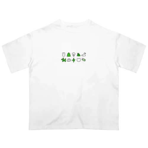 白と緑のいろいろ オーバーサイズTシャツ