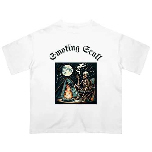 camping smoking skull オーバーサイズTシャツ