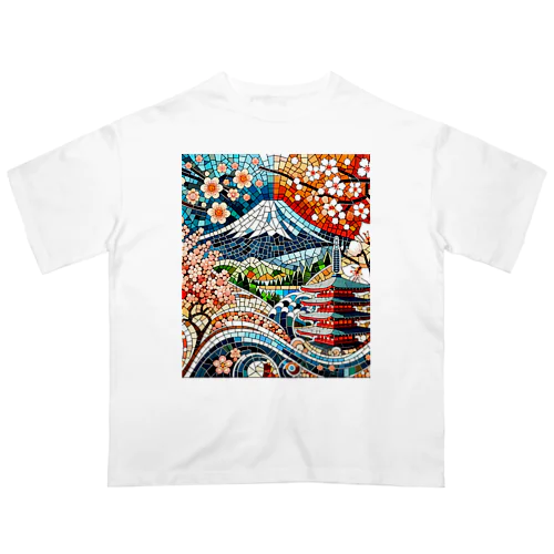 日本の伝統と美しさを象徴するモザイクアート Oversized T-Shirt