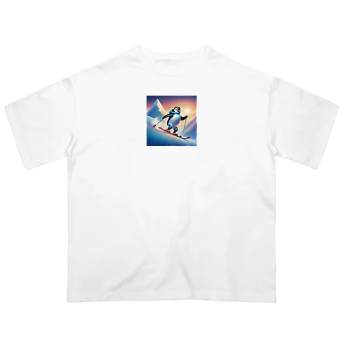 スキーをするペンギンのペーくん オーバーサイズTシャツ