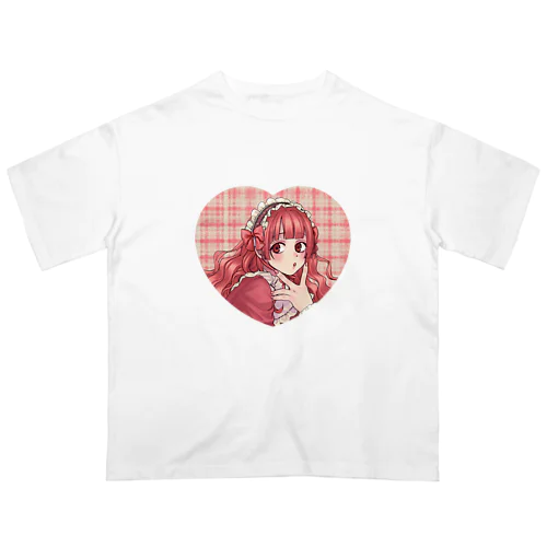  特大愛少女　赤 オーバーサイズTシャツ