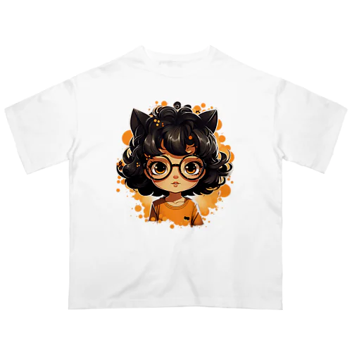 猫耳メガネ少女 オーバーサイズTシャツ